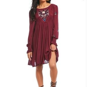 NWT Free People Plum Geometric A Line Dress